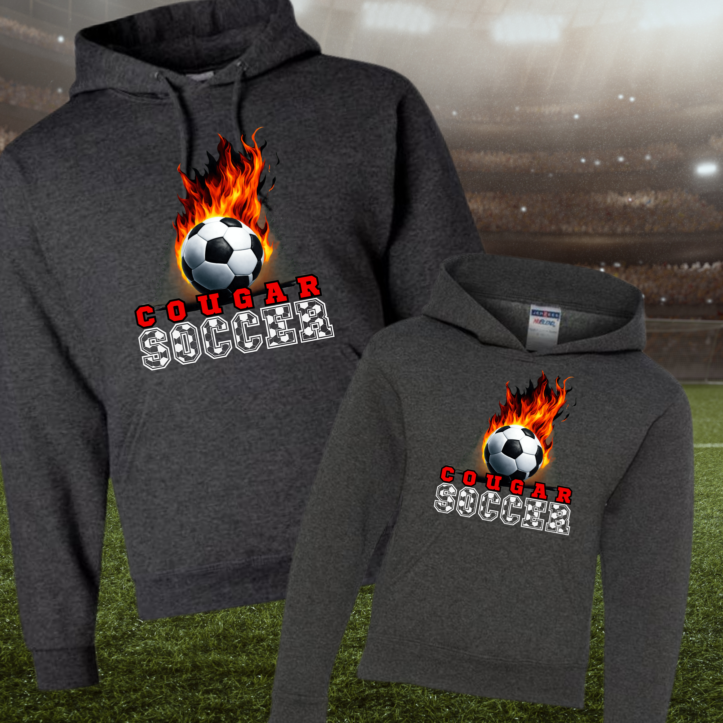 Flaming Cougar Soccer Hoodie