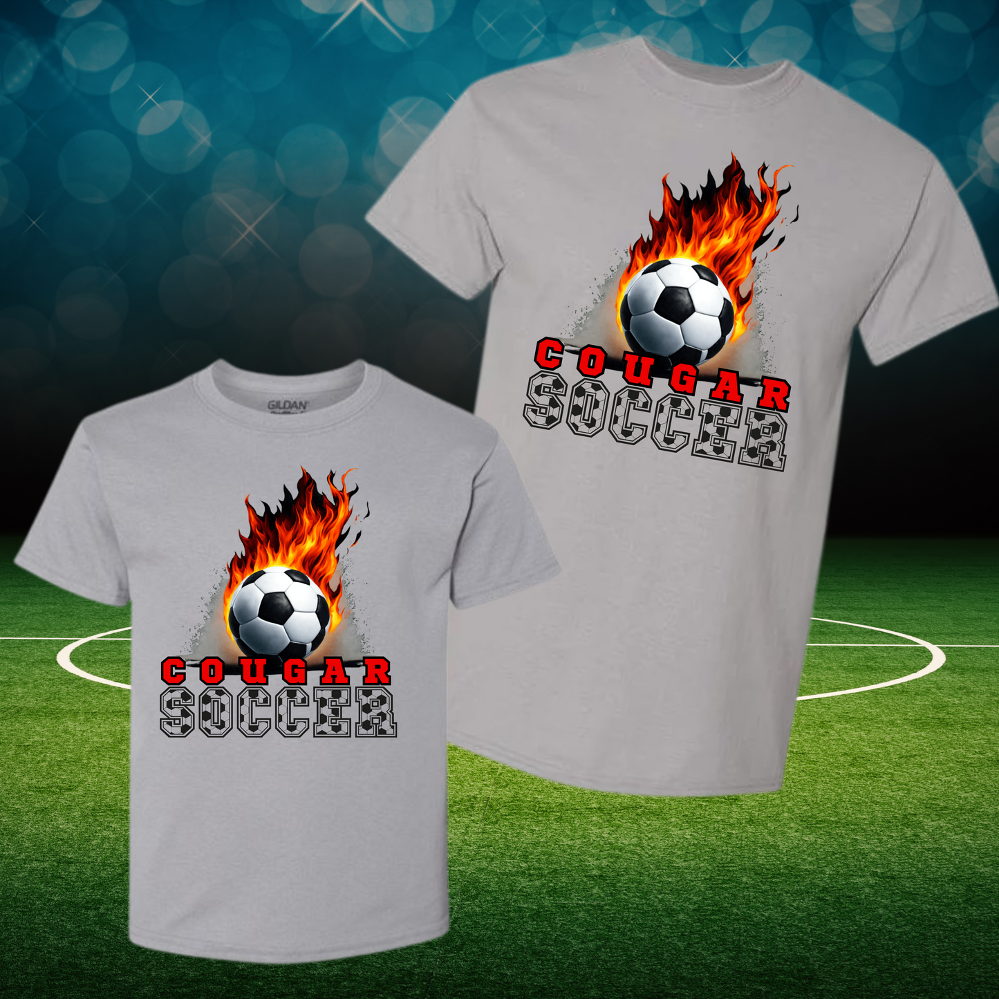 Cougar Flaming Soccer T-shirt