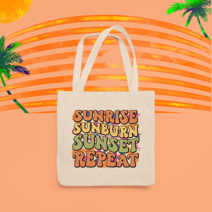 Sunrise, Sunburn, Sunset, Repeat Canvas Tote